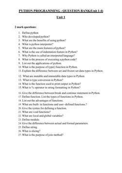 Python Programming Important Questions | PDF | Python (Programming ...