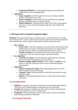 o
Graph-based Methods: Use relationships (edges) between labeled and 
unlabeled data points to propagate labels.

Applicatio