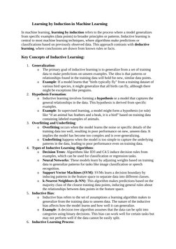 Learning by Induction in Machine Learning
In machine learning, learning by induction refers to the process where a model gene