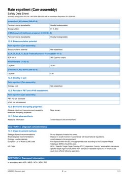 Rain Repellent Safety Data Sheet | PDF | Dangerous Goods | Safety
