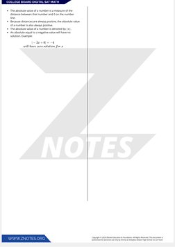 COLLEGE BOARD DIGITAL SAT MATH
Copyright © 2024 ZNotes Education & Foundation. All Rights Reserved. This document is
authoris