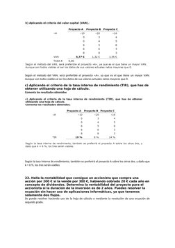 Según el método del VAN, será preferible el proyecto «A», ya que es el que tiene un mayor VAN.
Aunque son todos viables al se