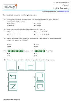 Class 3 Logical Reasoning Worksheets | PDF