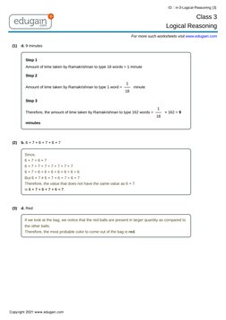 Class 3 Logical Reasoning Worksheets | PDF