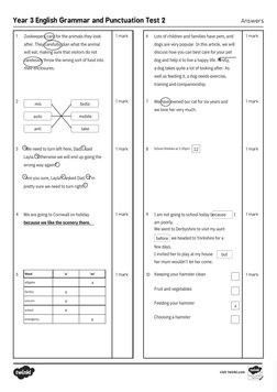 Year 3 Grammar and Punctuation Tests | PDF | English Grammar | English ...