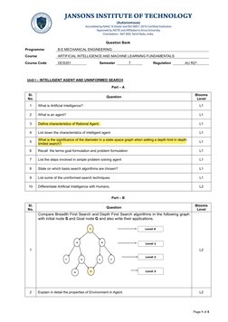 OCS351 AI & ML Fundamentals Question Bank | PDF | Machine Learning ...