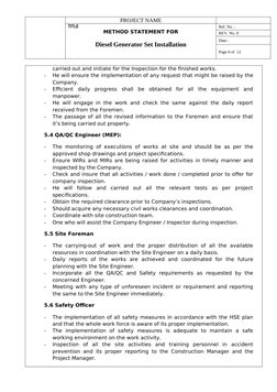 Diesel Generator Installation Method Statement | PDF | Quality ...