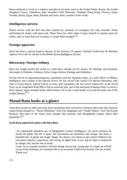 Rana continued to work as a mission specialist in locations such as the United States, Russia, the United
Kingdom, France, Zi