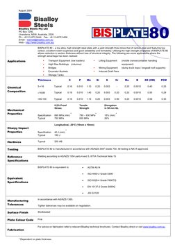 BISPLATE 80 Steel Specifications | PDF