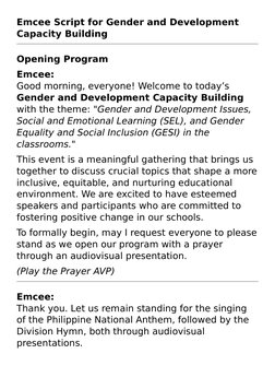 Emcee Script for Gender Development Seminar | PDF