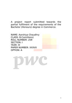 A  project  report  submitted  towards  the 
partial fulfilment of the requirements of the 
Bachelor (Honours) degree in Comm