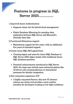SQL Server 2025 Features Overview | PDF | Microsoft Sql Server | Databases