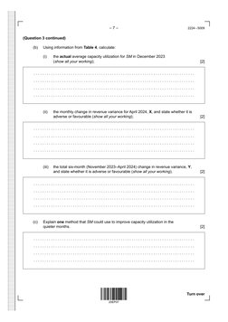 – 7 –
2224 – 5009
Turn over
(Question 3 continued)
(b) 
Using information from Table 4, calculate:
(i) 
the actual average ca