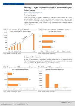 Delhivery Ltd (DELHIVERY IN) 
India Equity Research | Initiating Coverage 
 
December 16, 2024 | 7 
Delhivery – Largest 3