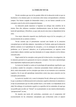LA TERÍA DE NOVAK
Novak considera que uno de los grandes fallos de la educación reside en que no 
facultamos a los alumnos pa