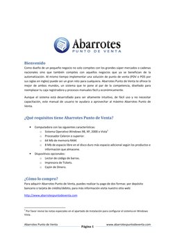 Abarrotes Punto de Venta 
 
Página 1 
www.abarrotespuntodeventa.com 
 
 
 
Bienvenido 
Como dueño de un pequeño negocio no so