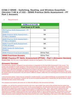 SRWE PT Skills Assessment Part 1 Answers | PDF | Computer Network ...