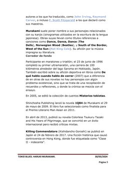 TOKIO BLUES. HARUKI MURAKAMI.                                                                     30/05/2024 
 
Página 5 
 
a