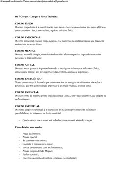 Os 7 Corpos - Em que a Mesa Trabalha 
 
CORPO FÍSICO 
O nosso corpo físico é a manifestação mais densa, é o veículo condutor