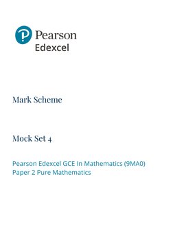 Edexcel A Level Maths Mock Set 4 Mark Scheme | PDF | Elementary ...