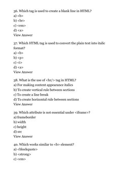 1000 HTML MCQs for Exam Prep | PDF | Html | Html Element
