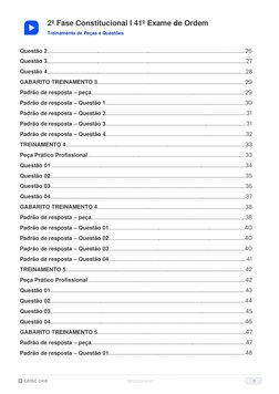 2ª Fase Constitucional I 41º Exame de Ordem 
 
 
Treinamento de Peças e Questões 
3 
Questão 2
Questão 3
Questão 4
GABARITO