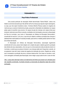 2ª Fase Constitucional I 41º Exame de Ordem 
 
 
Treinamento de Peças e Questões 
6 
 
TREINAMENTO 1 
 
Peça Prático Profis