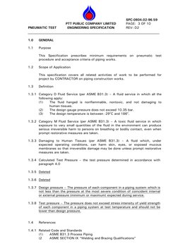PNEUMATIC TEST 
 
 
 
 
PTT PUBLIC COMPANY LIMITED 
ENGINEERING SPECIFICATION 
 
 
 
 SPC-0804.02-96.59 
 PAGE:  3