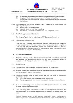 PNEUMATIC TEST 
 
 
 
 
PTT PUBLIC COMPANY LIMITED 
ENGINEERING SPECIFICATION 
 
 
 
 SPC-0804.02-96.59 
 PAGE:  7