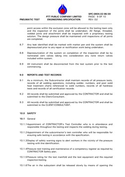 PNEUMATIC TEST 
 
 
 
 
PTT PUBLIC COMPANY LIMITED 
ENGINEERING SPECIFICATION 
 
 
 
 SPC-0804.02-96.59 
 PAGE:  9