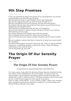 9th Step Promises
 11946 views 16 aa
If we are painstaking about this phase of our development, we will be 
amazed before we