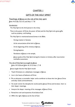 Page 4 
 
CHAPTER 1 
 
GIFTS OF THE HOLY SPIRIT 
 
Teachings of Jesus on the role of the holy spirit 
John 14:15-26, 16: 5-15