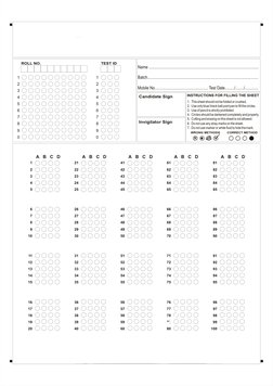 100 Question OMR Answer Sheet PDF | PDF | Office Equipment | Optical ...