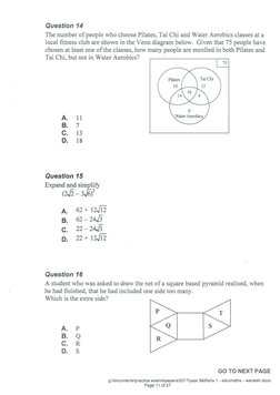 Selective Sample Paper Maths Practice Selective Paper | PDF