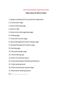 UI/UX Micro Project Ideas List | PDF