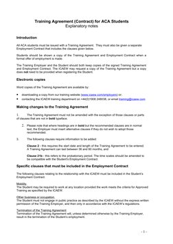 ACA Training Agreement Overview | PDF | Educational Assessment | Employment