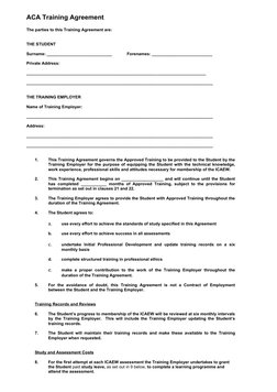 ACA Training Agreement Overview | PDF | Educational Assessment | Employment