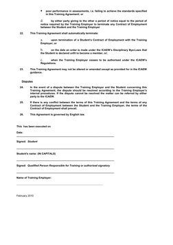 ACA Training Agreement Overview | PDF | Educational Assessment | Employment