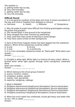 Grade 3 Science Quiz Bee Reviewer | PDF | Greenhouse Effect ...