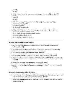 Grade 7 Computing Assessment Paper 1 | PDF | Central Processing Unit ...