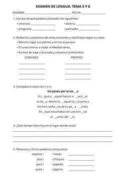 1. Escribe de qué palabras proceden las siguientes:
      • amoroso ____________________            • librería _____________