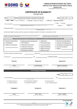 Sswd Form DSWD Certificate of Eligibility Form 2024 | PDF
