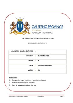 Grade 8 Term 1 Math Assignment 2022 | PDF | Number Theory | Elementary ...