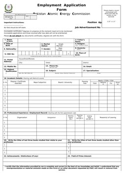 PAEC Job Application Form Guide | PDF