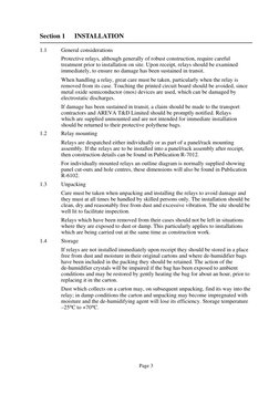 Page 3
Section 1
INSTALLATION
1.1
General considerations
Protective relays, although generally of robust construction, requir