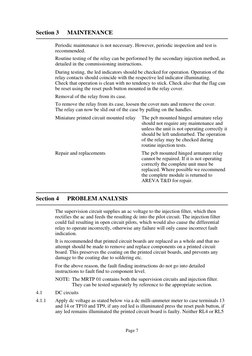 Page 7
Section 3
MAINTENANCE
Periodic maintenance is not necessary. However, periodic inspection and test is
recommended.
Rou