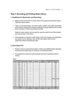 Chapter 14. Work Sampling 
 
5
Step 3. Recording and Plotting Observations 
 
1. Guidelines for Observation and Recording