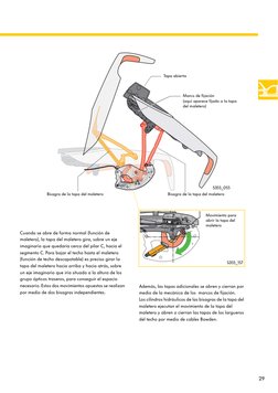 29
Cuando se abre de forma normal (función de 
maletero), la tapa del maletero gira, sobre un eje 
imaginario que quedaría ce