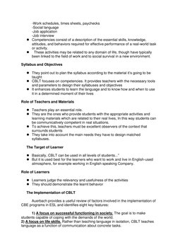 -Work schedules, times sheets, paychecks 
-Social language 
-Job application 
-Job interview 
 Competencies consist of a des