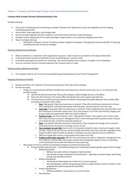 Chapter 2 – Company and Marketing Strategy: Partnering to Build Customer Relationships 
Company-Wide Strategic Planning: Defi